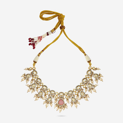 Kundan Polki Necklace Color Green Polish Gold