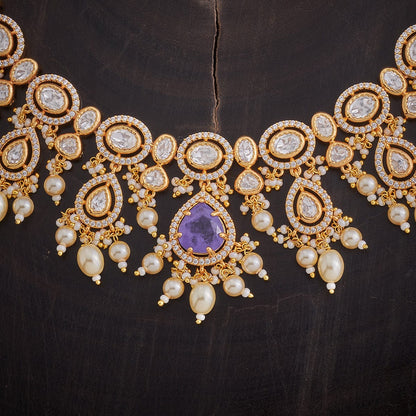 Kundan Polki Necklace Color Green Polish Gold