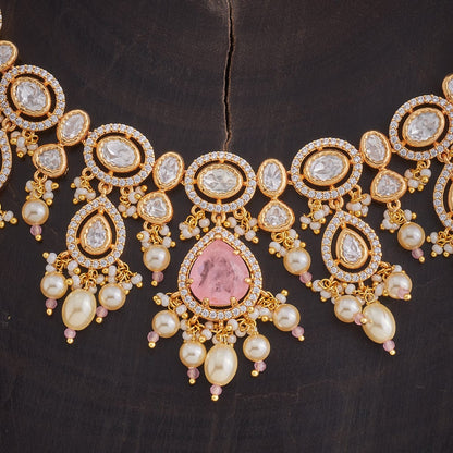 Kundan Polki Necklace Color Green Polish Gold