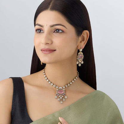 Kundan Polki Necklace Color Green Polish Victorian