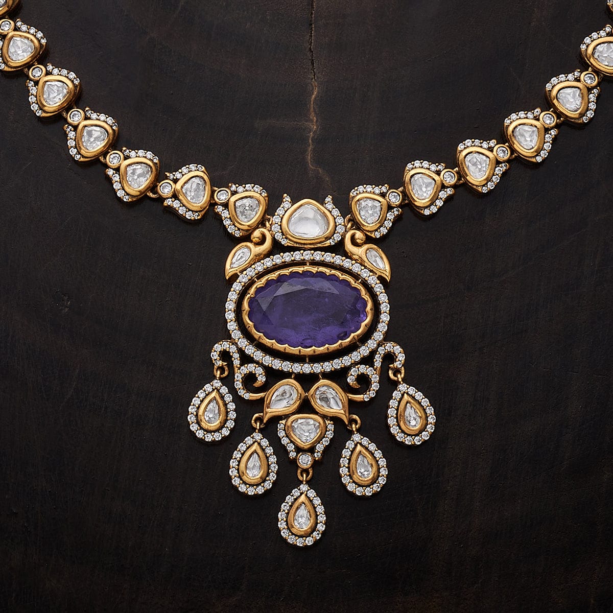 Kundan Polki Necklace Color Green Polish Victorian