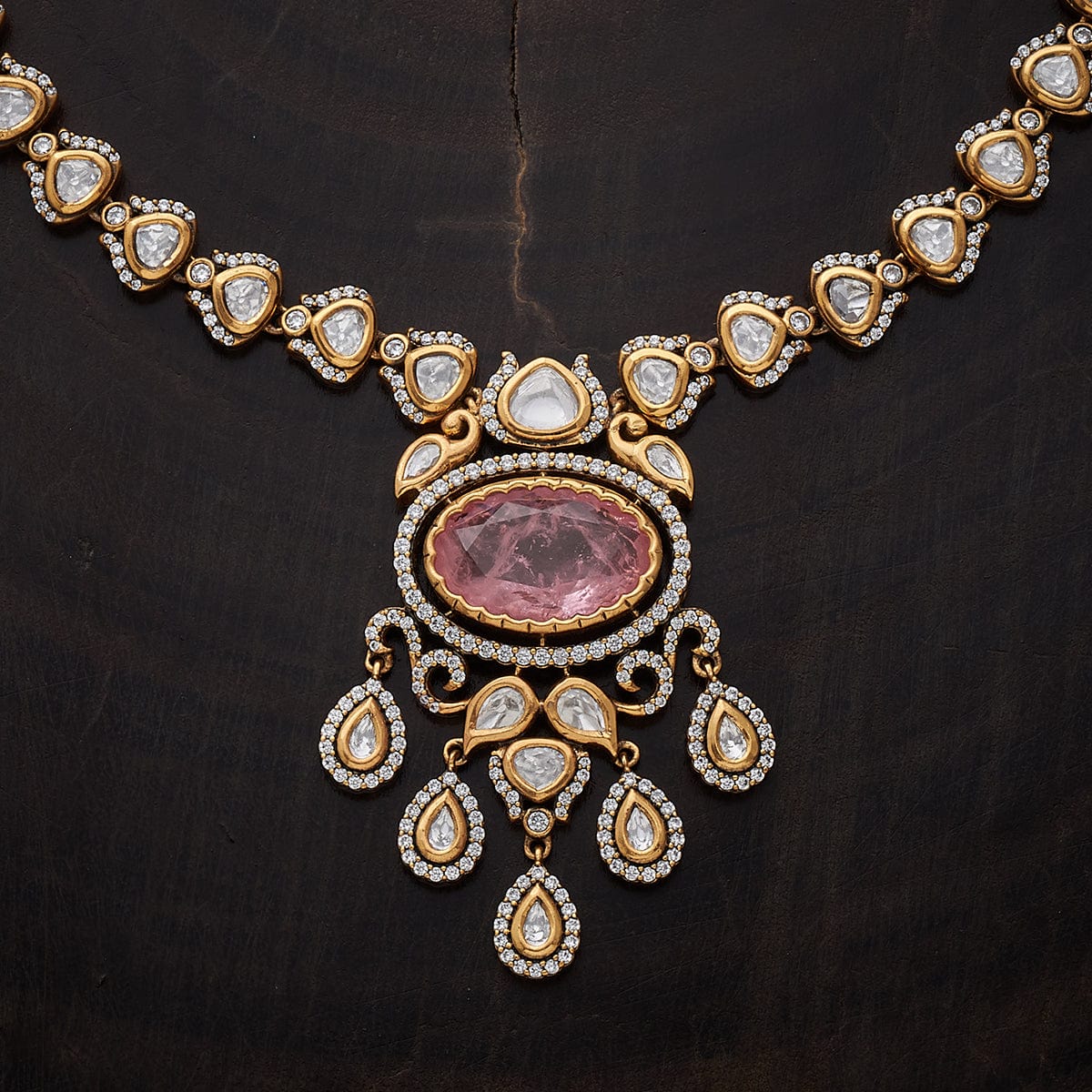 Kundan Polki Necklace Color Green Polish Victorian