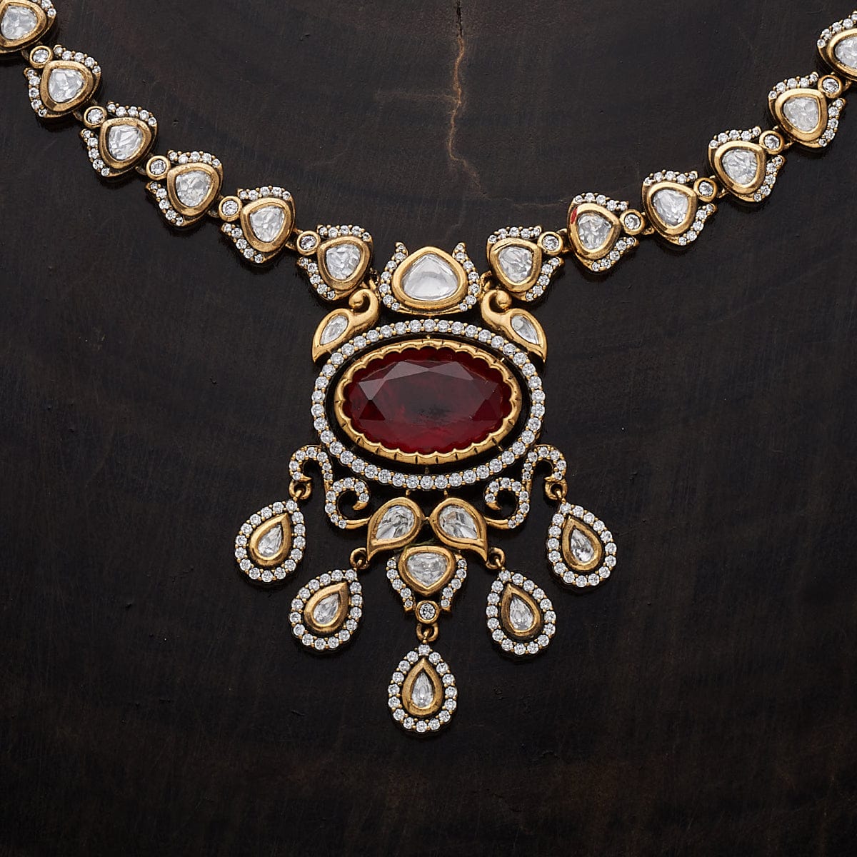 Kundan Polki Necklace Color Green Polish Victorian