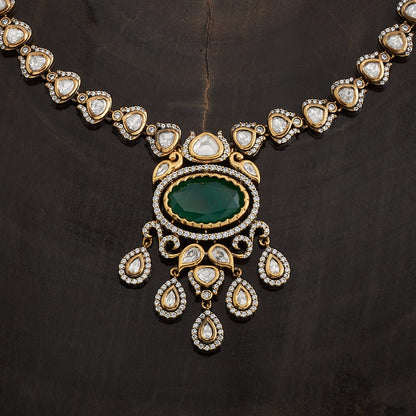 Kundan Polki Necklace Color Green Polish Victorian