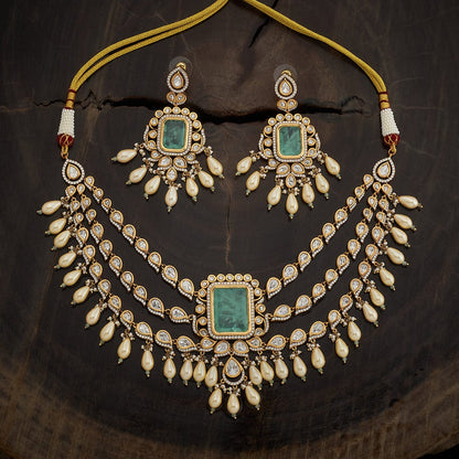 Kundan Polki Necklace Color Green Polish Victorian