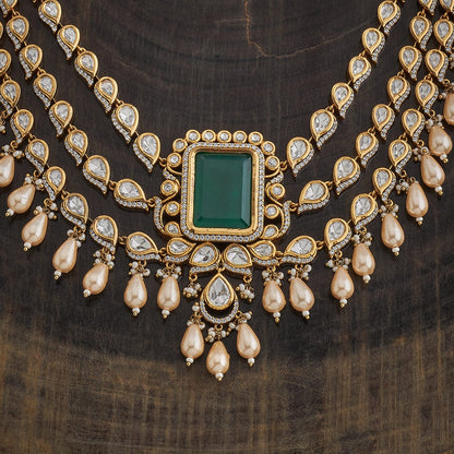 Kundan Polki Necklace Color Green Polish Victorian