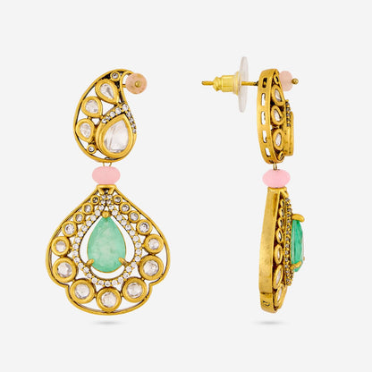 Kundan Polki Necklace Color Pink-Mint Polish Gold