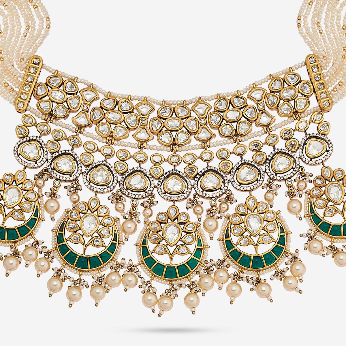 Kundan Polki Necklace Color Green Polish Victorian