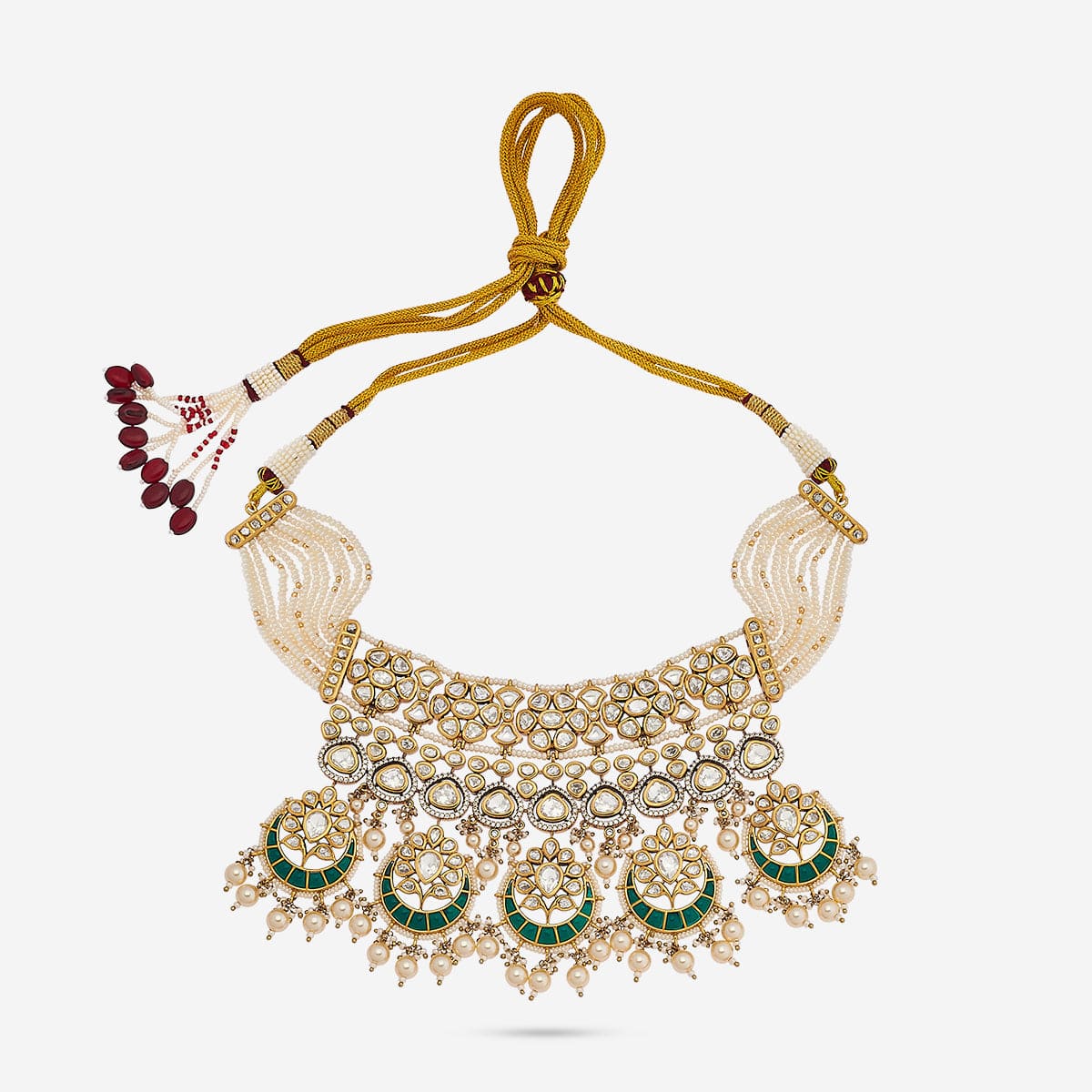 Kundan Polki Necklace Color Green Polish Victorian