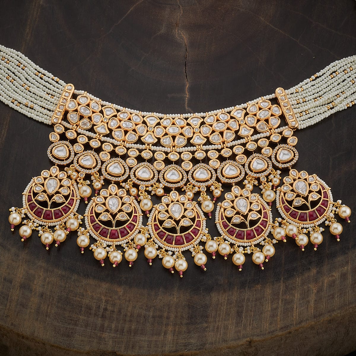 Kundan Polki Necklace Color Green Polish Victorian