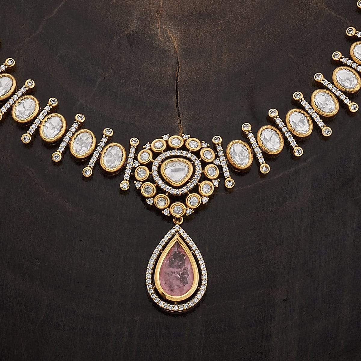 Kundan Polki Necklace Color Green Polish Victorian