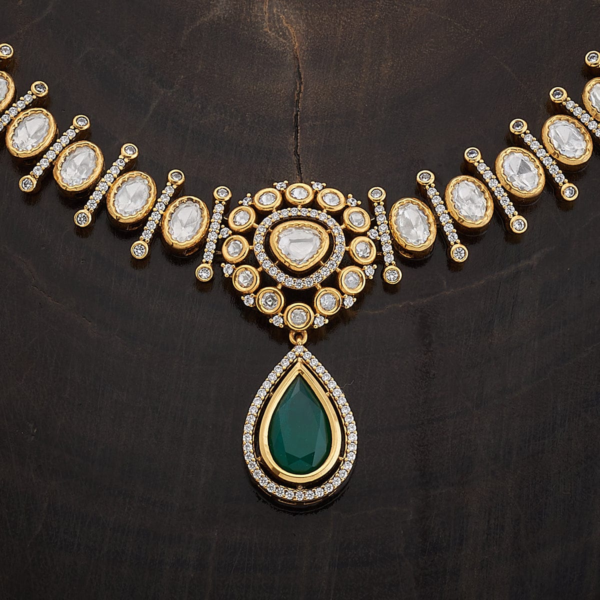 Kundan Polki Necklace Color Green Polish Victorian