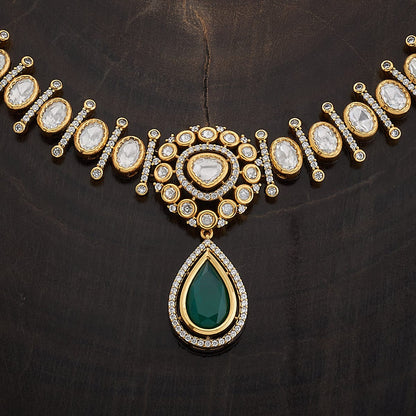 Kundan Polki Necklace Color Green Polish Victorian