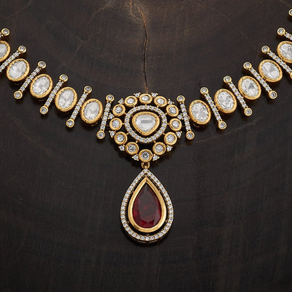 Kundan Polki Necklace Color Green Polish Victorian