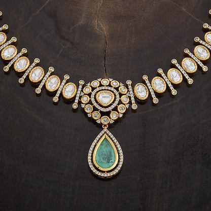 Kundan Polki Necklace Color Green Polish Victorian