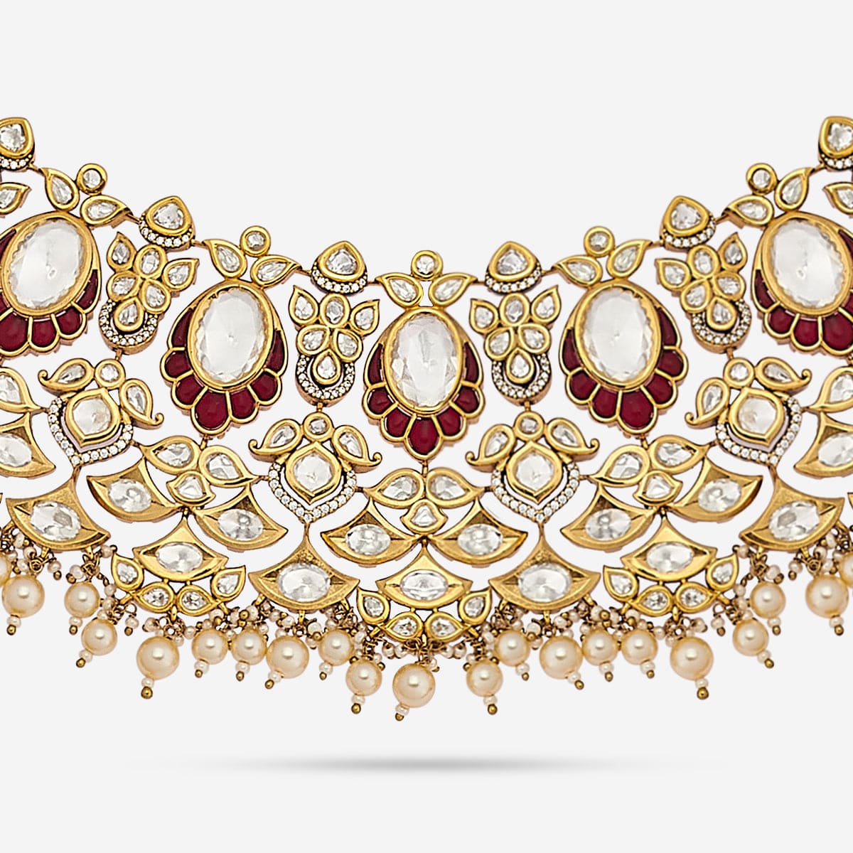 Kundan Polki Necklace Color Green Polish Victorian