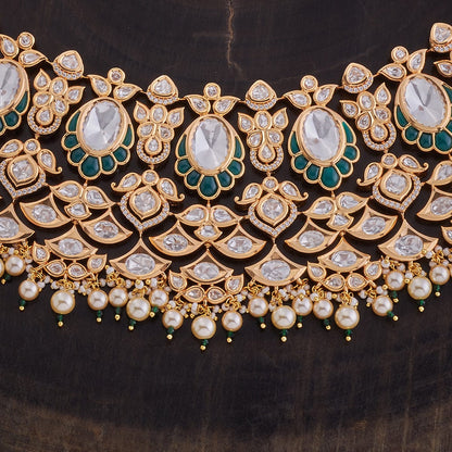 Kundan Polki Necklace Color Green Polish Victorian