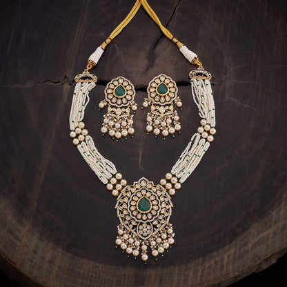 Kundan Polki Necklace Color Green Polish Victorian