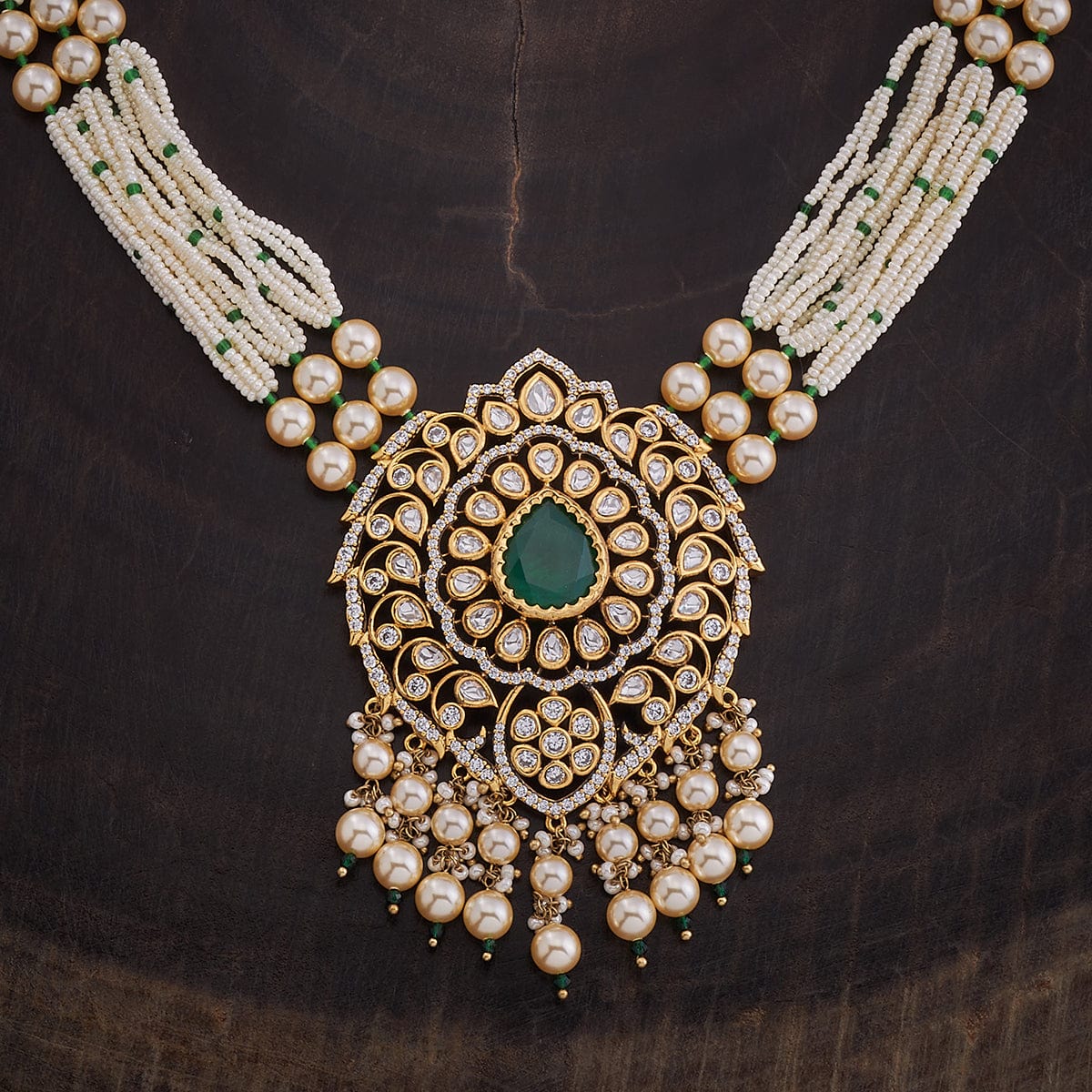 Kundan Polki Necklace Color Green Polish Victorian