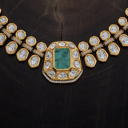 Kundan Polki Necklace Color Green Polish Victorian