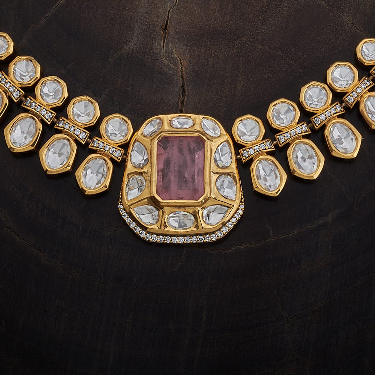 Kundan Polki Necklace Color Green Polish Victorian