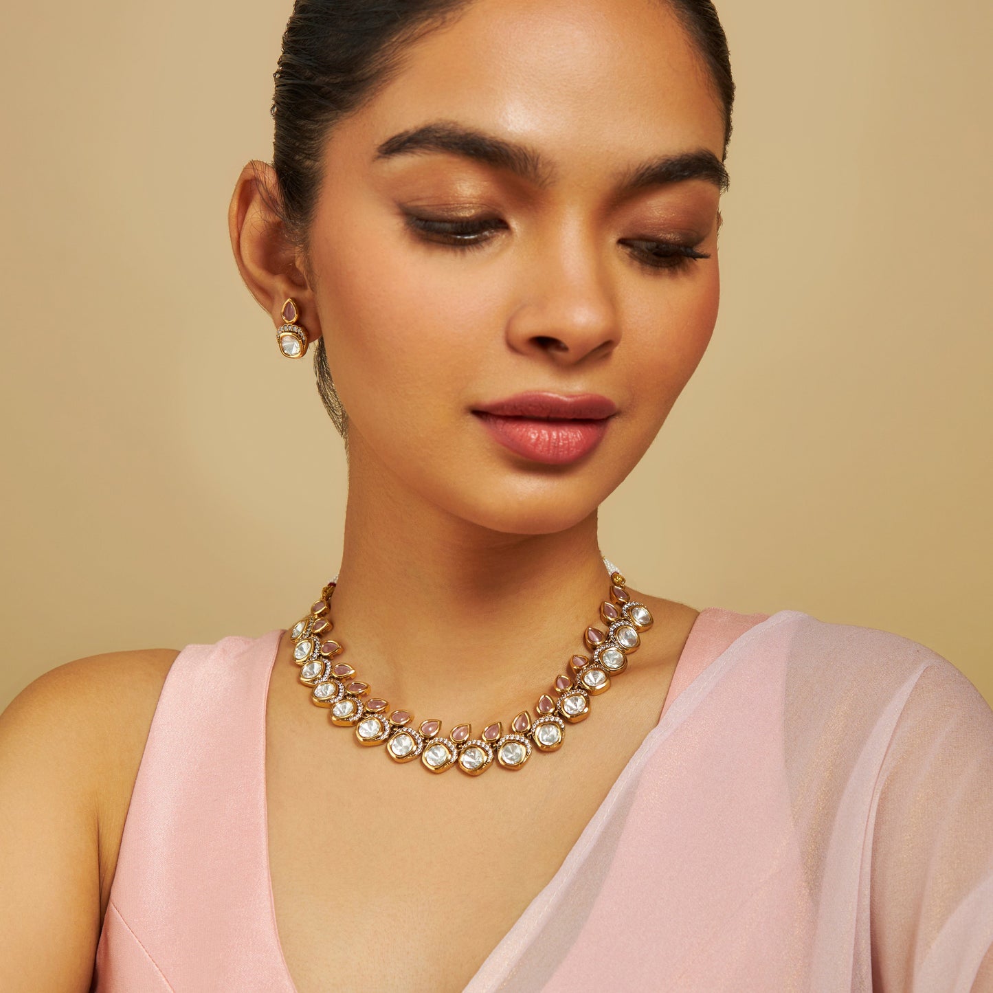 Kundan Polki Necklace Color Green Polish Victorian