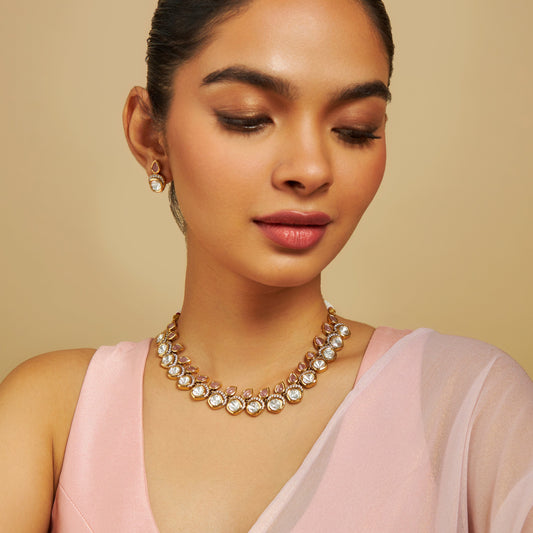 Kundan Polki Necklace Color Green Polish Victorian