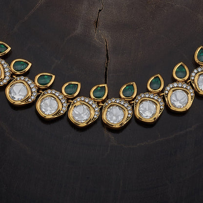 Kundan Polki Necklace Color Green Polish Victorian
