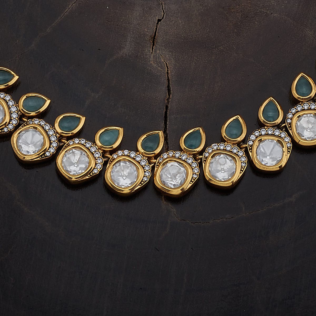 Kundan Polki Necklace Color Green Polish Victorian