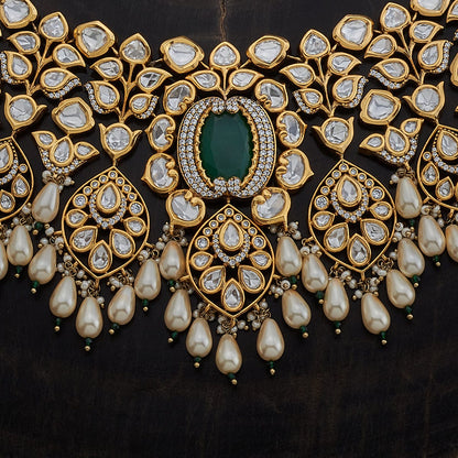 Kundan Polki Necklace Color Green Polish Victorian