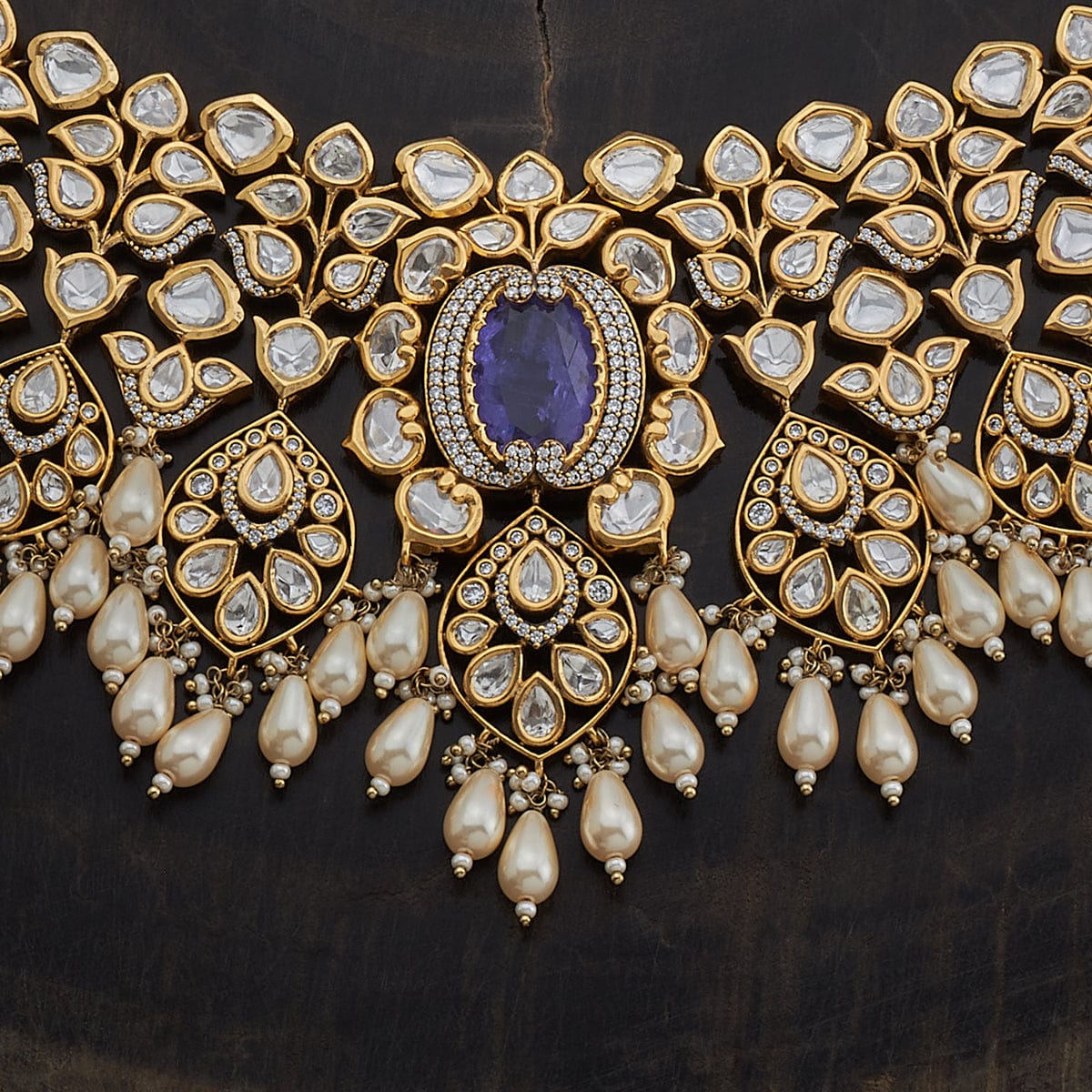 Kundan Polki Necklace Color Green Polish Victorian