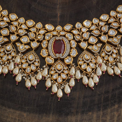 Kundan Polki Necklace Color Green Polish Victorian