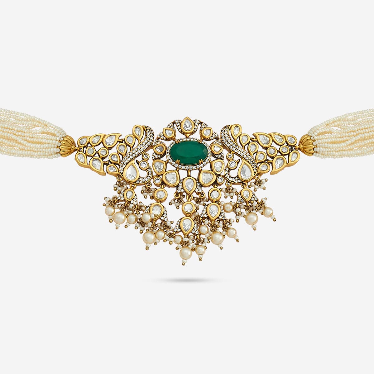 Kundan Polki Necklace Color Green Polish Victorian