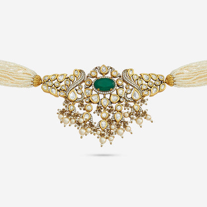 Kundan Polki Necklace Color Green Polish Victorian