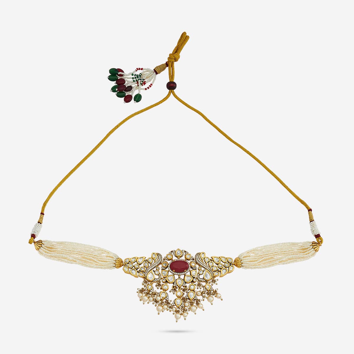 Kundan Polki Necklace Color Green Polish Victorian