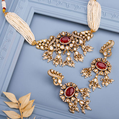 Kundan Polki Necklace Color Green Polish Victorian