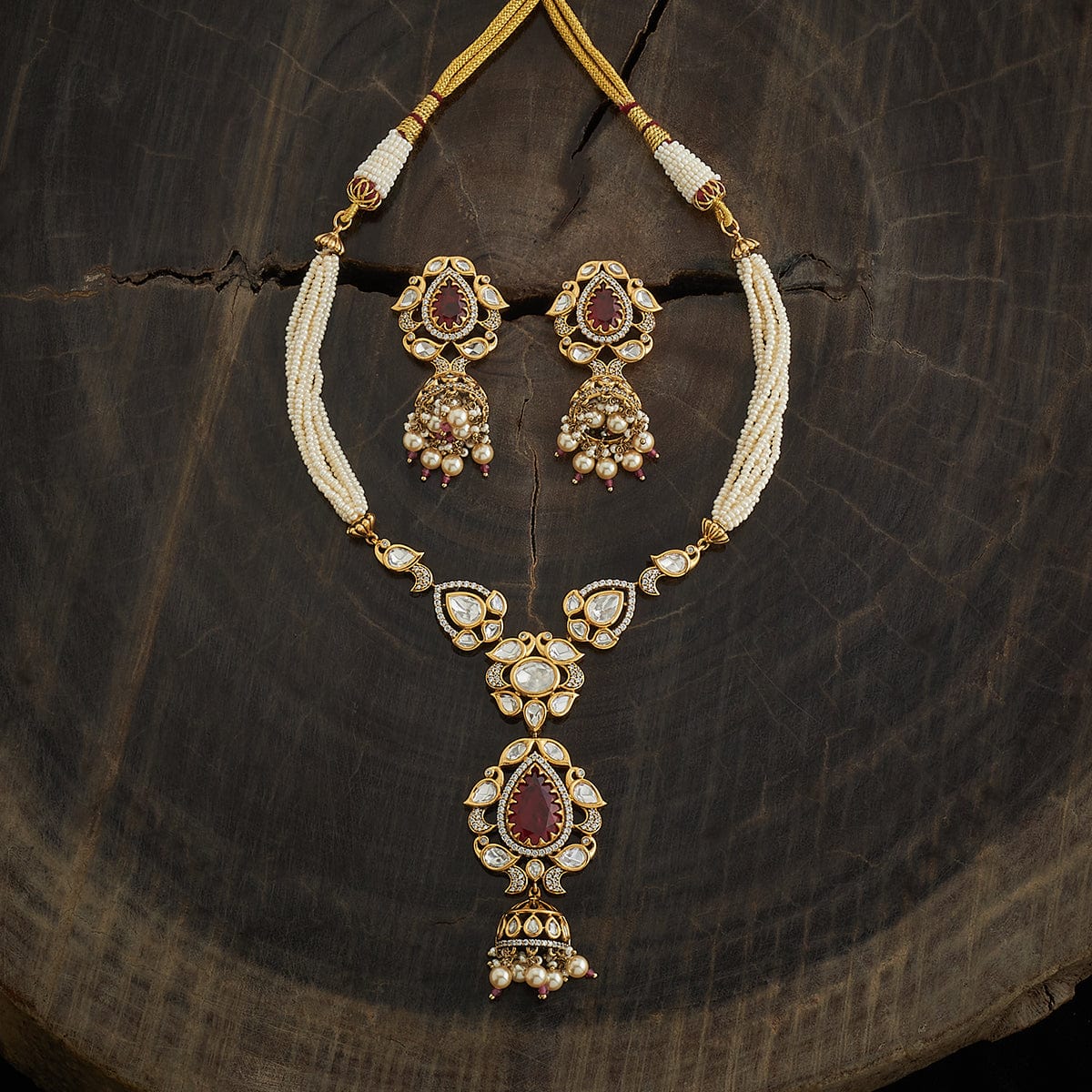 Kundan Polki Necklace Color Green Polish Victorian