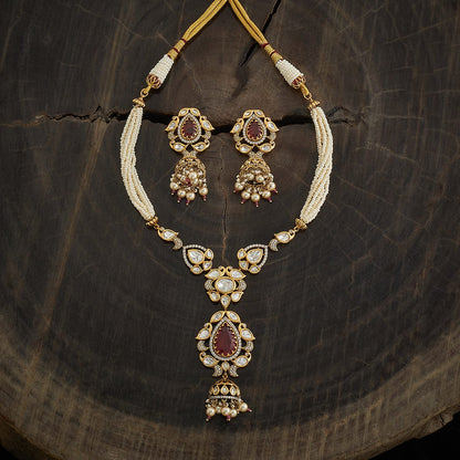 Kundan Polki Necklace Color Green Polish Victorian