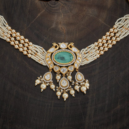 Kundan Polki Necklace Color Green Polish Victorian
