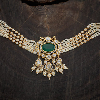 Kundan Polki Necklace Color Green Polish Victorian