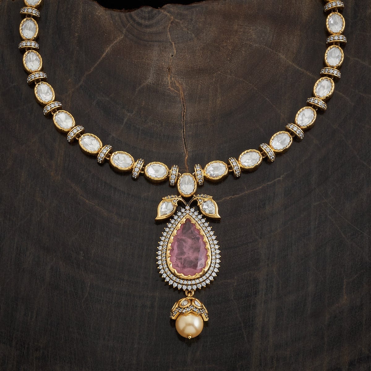 Kundan Polki Necklace Color Green Polish Victorian