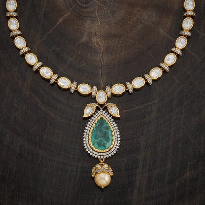 Kundan Polki Necklace Color Green Polish Victorian