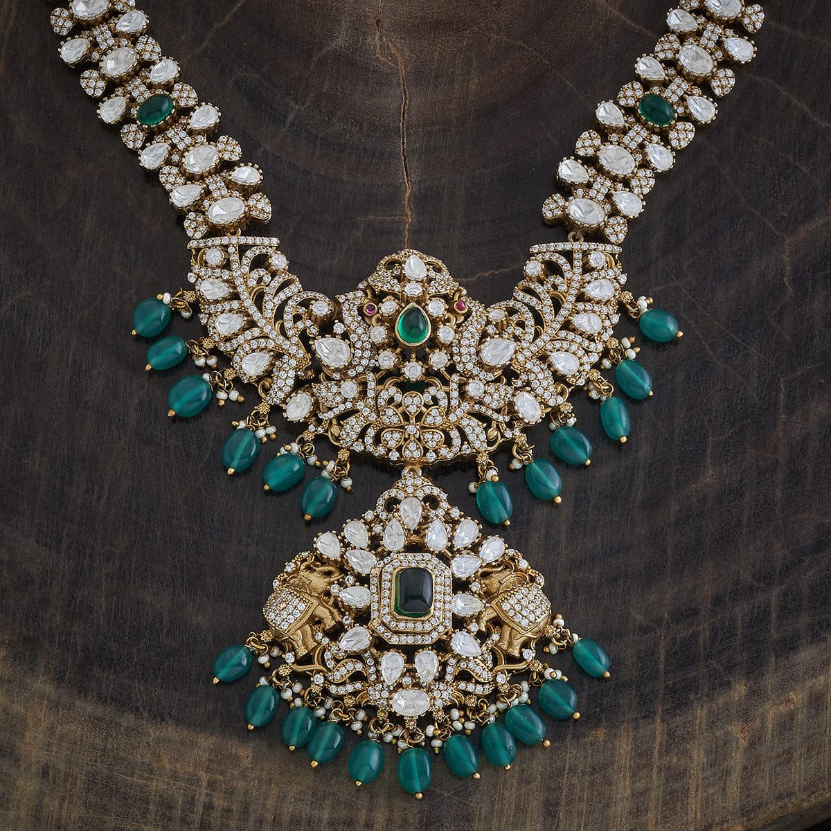 Kundan Polki Necklace Color Green Polish Victorian
