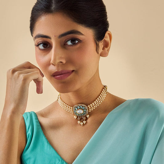 Kundan Polki Necklace Color Green Polish Victorian