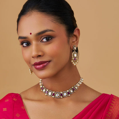 Kundan Polki Necklace Color Green Polish Victorian