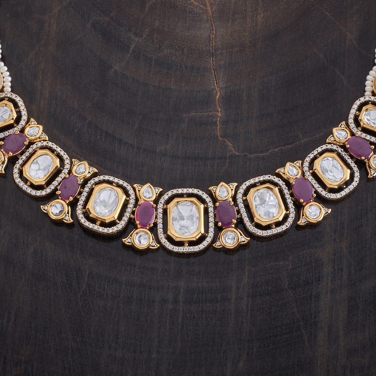 Kundan Polki Necklace Color Green Polish Victorian