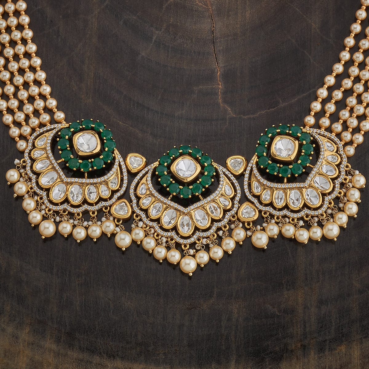 Kundan Polki Necklace Color Green Polish Victorian