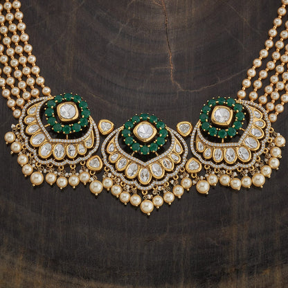 Kundan Polki Necklace Color Green Polish Victorian
