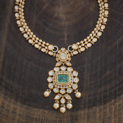 Kundan Polki Necklace Color Green Polish Victorian