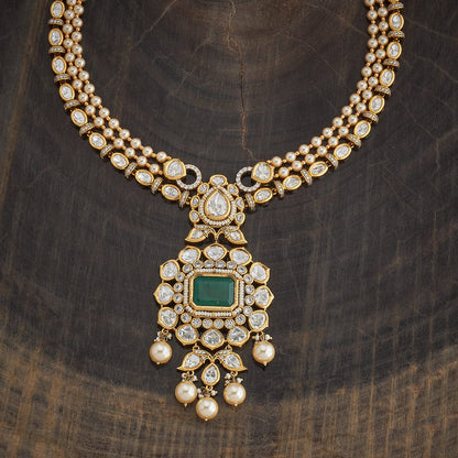 Kundan Polki Necklace Color Green Polish Victorian